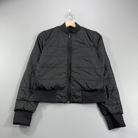 Lululemon Jacket Womens 4 Black Reversible Bomber Puffer Zip Pockets Athletic - Picture 4 of 8